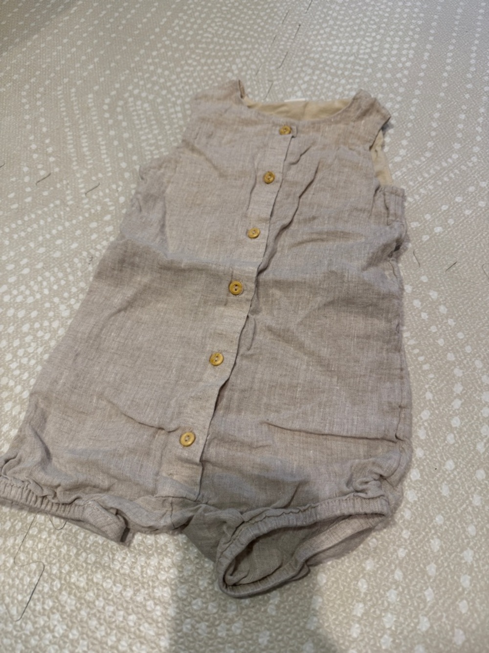 H&M Beige Linen-Style Button Romper One-Piece